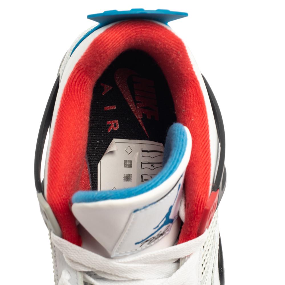 Air Jordan White Leather 4 Retro GS “What the” Sneaker Size 38 In New Condition In Dubai, Al Qouz 2