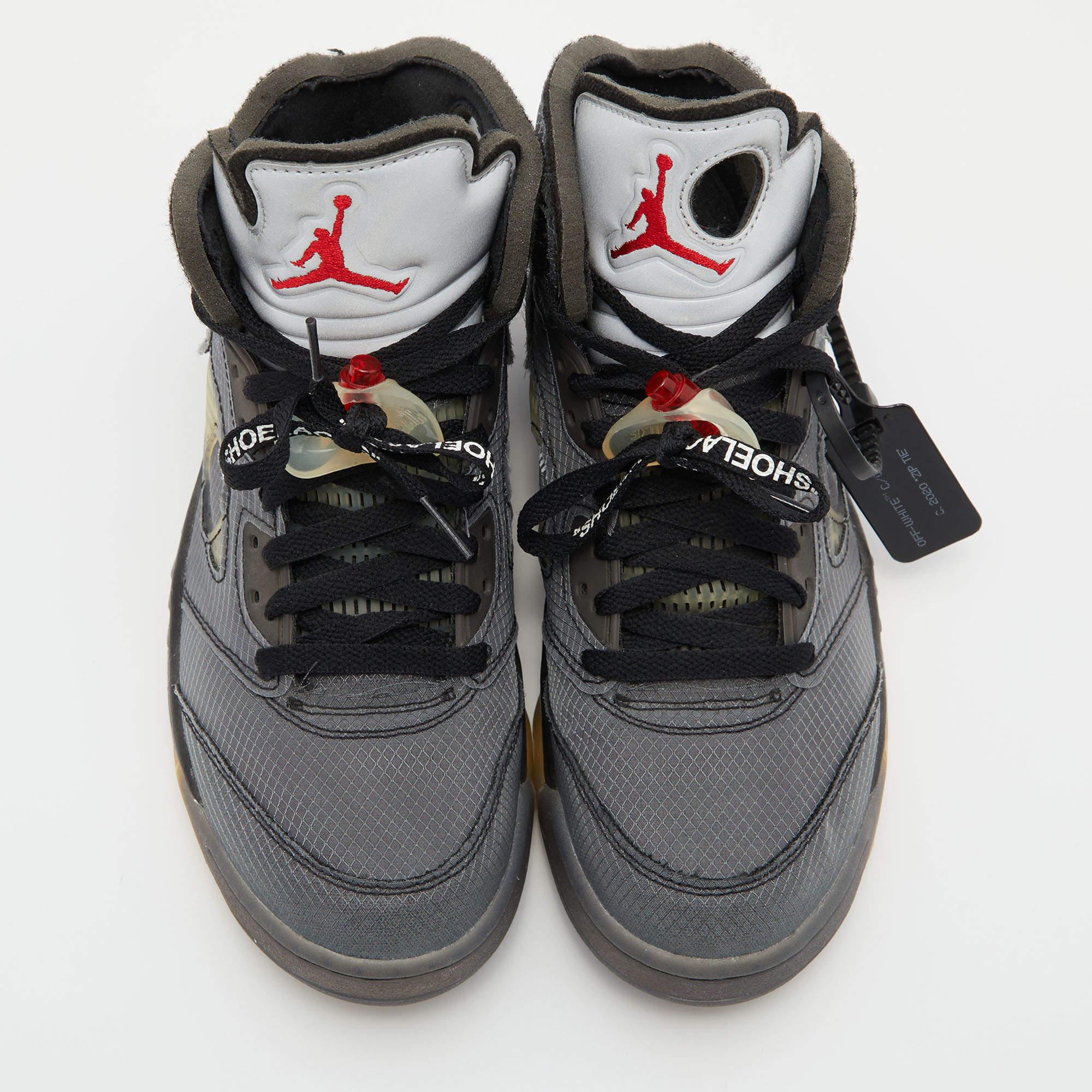 Air Jordan x Off White Mesh Retro 5 Muslin High Top Sneakers Size 41 2