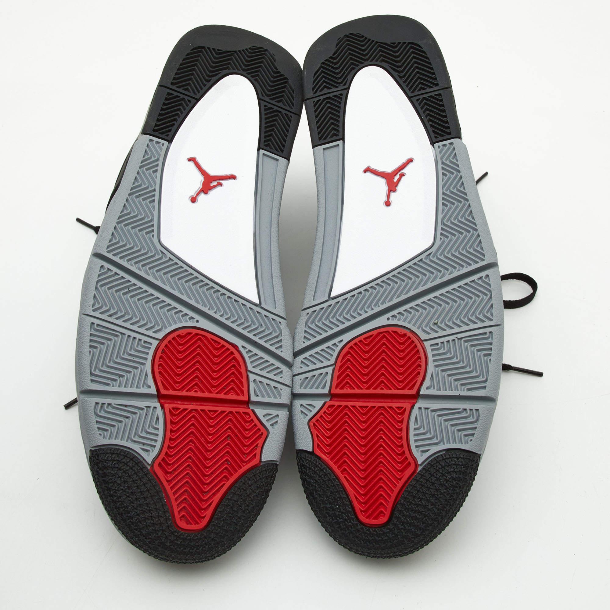 Air Jordans Black Canvas and Suede Jordan 4 Retro Sneakers Size 50.5 3