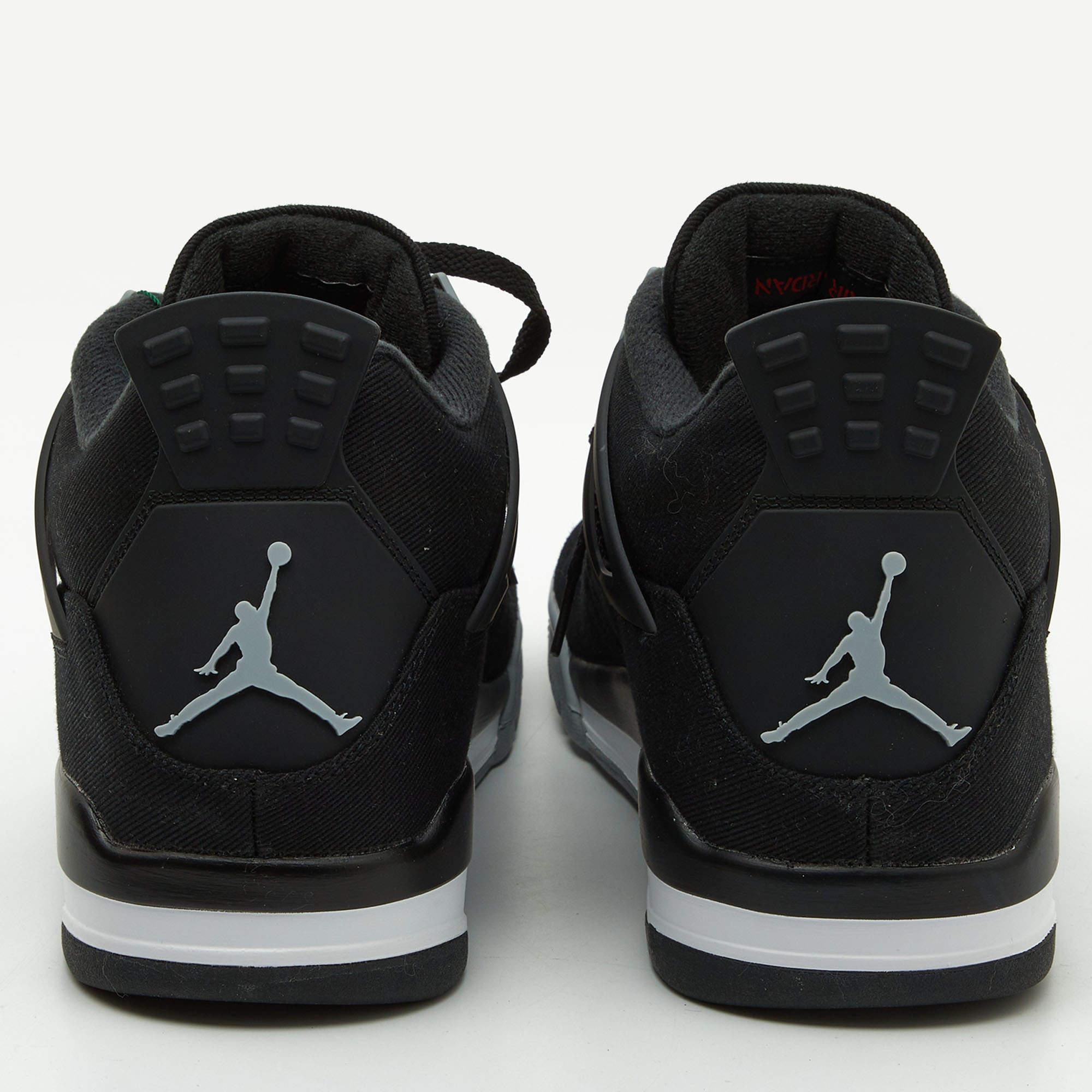 Air Jordans Black Canvas and Suede Jordan 4 Retro Sneakers Size 50.5 4