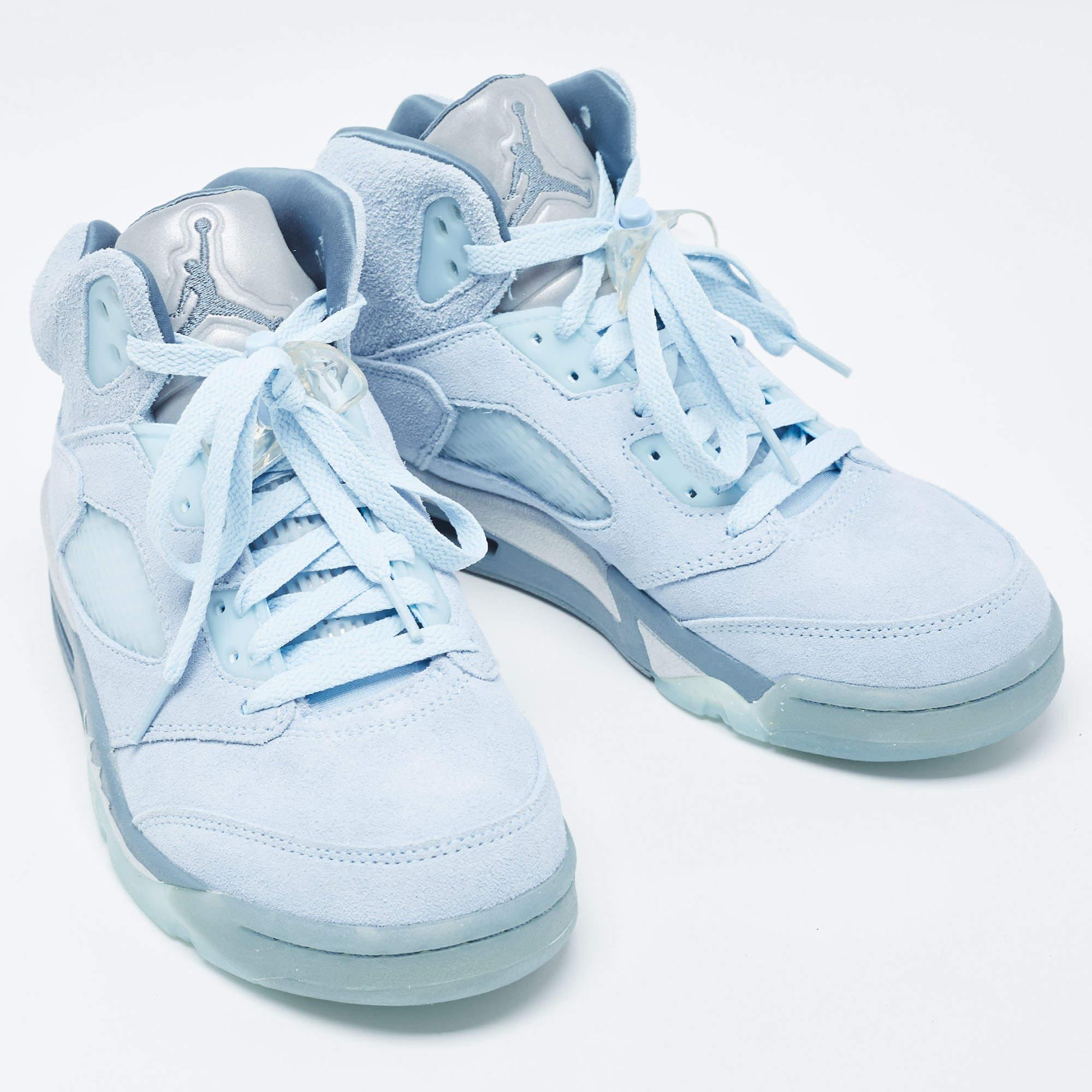 Women's Air Jordans Blue Suede Air Jordan 1 High Top Sneakers Size 38