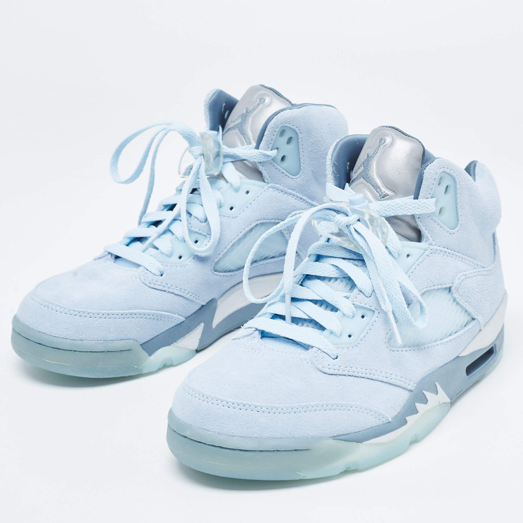 Air Jordans Blue Suede Air Jordan 1 High Top Sneakers Size 38 1