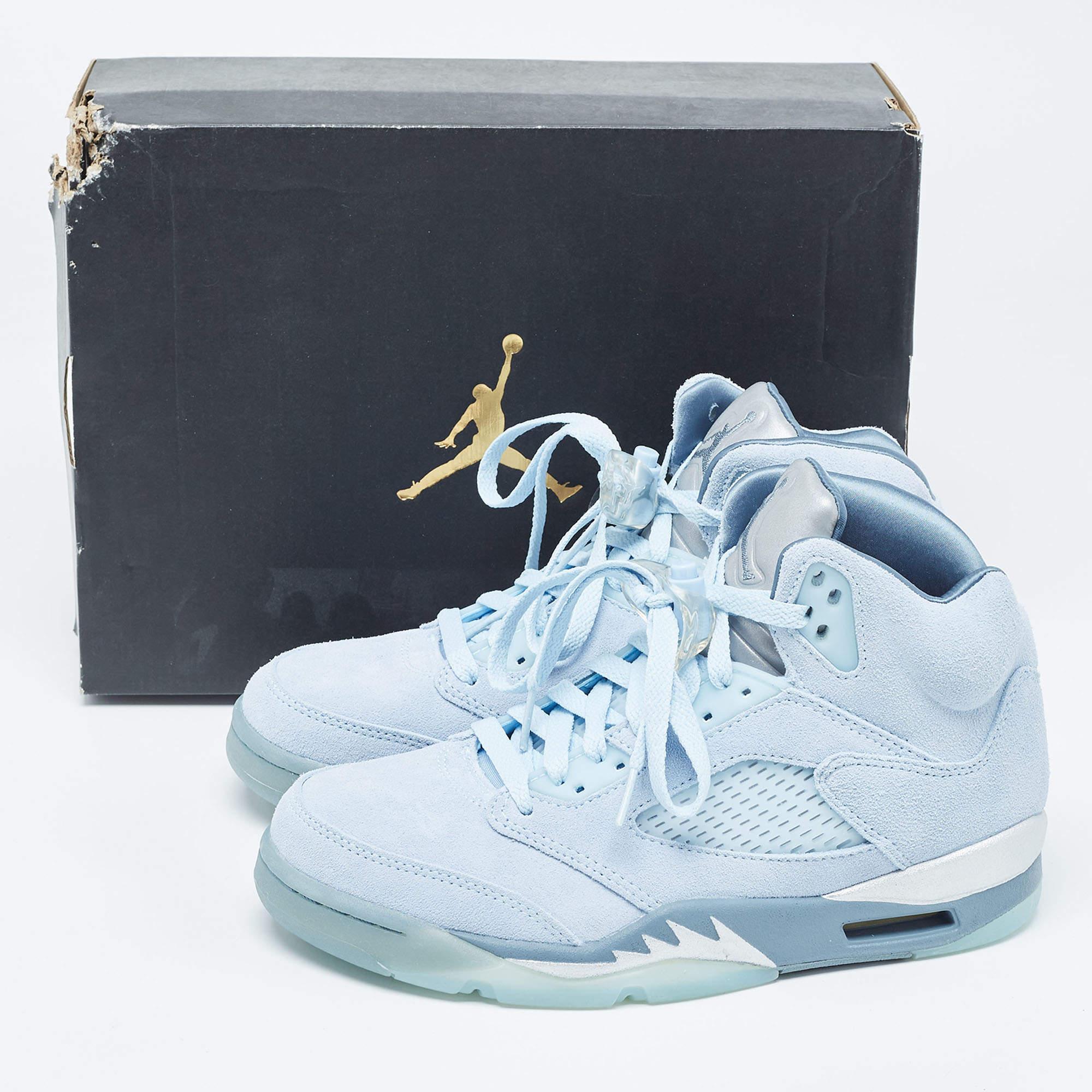 Air Jordans Blue Suede Air Jordan 1 High Top Sneakers Size 38 2