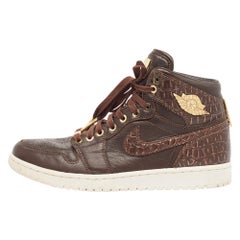 Air Jordans Brown Leder Jordan 1 Retro Pinnacle Barock Braun Turnschuhe Größe 44