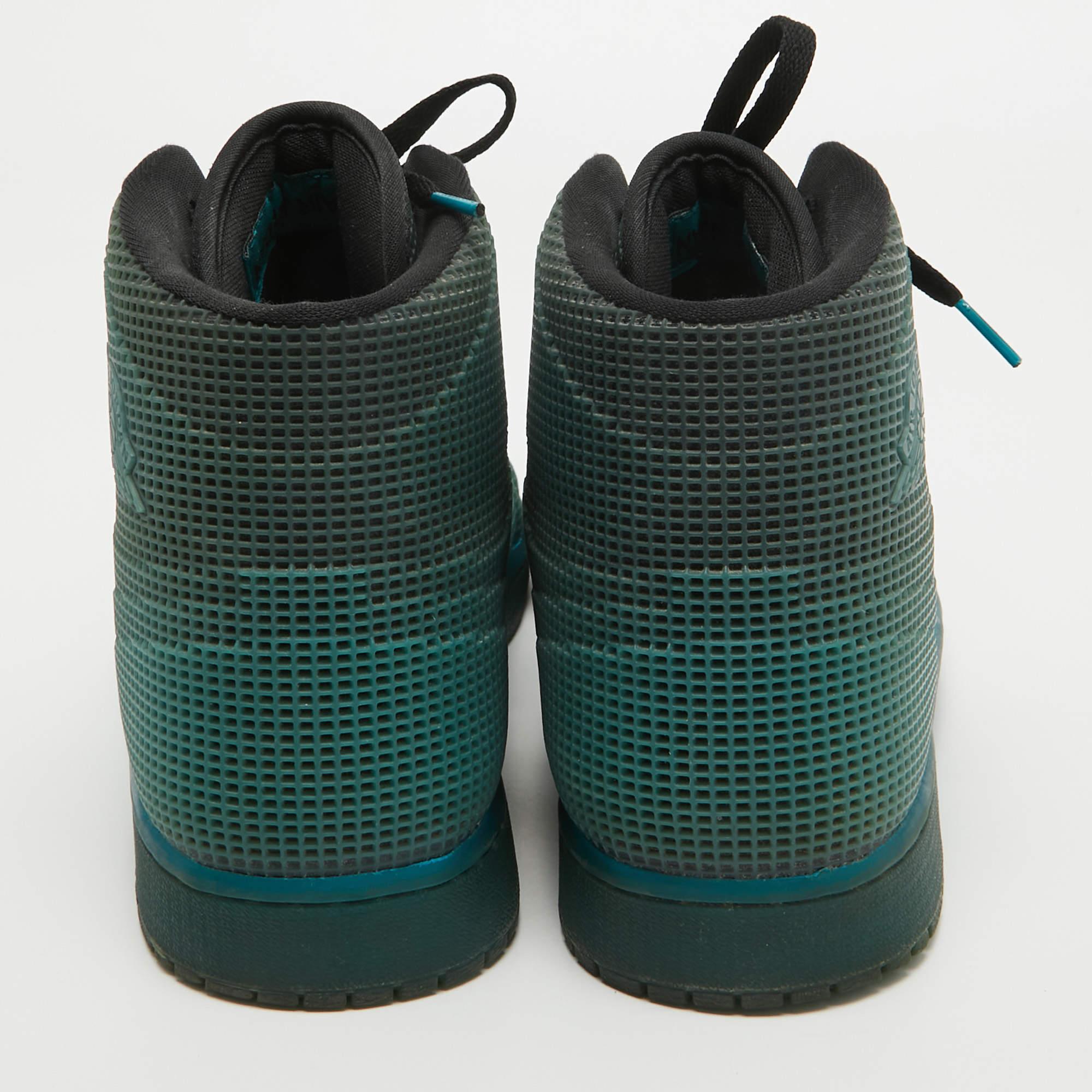 Air Jordans Jordan 1 Retro 4Lab1 Baskets bleu sarcelle tropicale en caoutchouc vert, taille 47,5 Pour hommes en vente