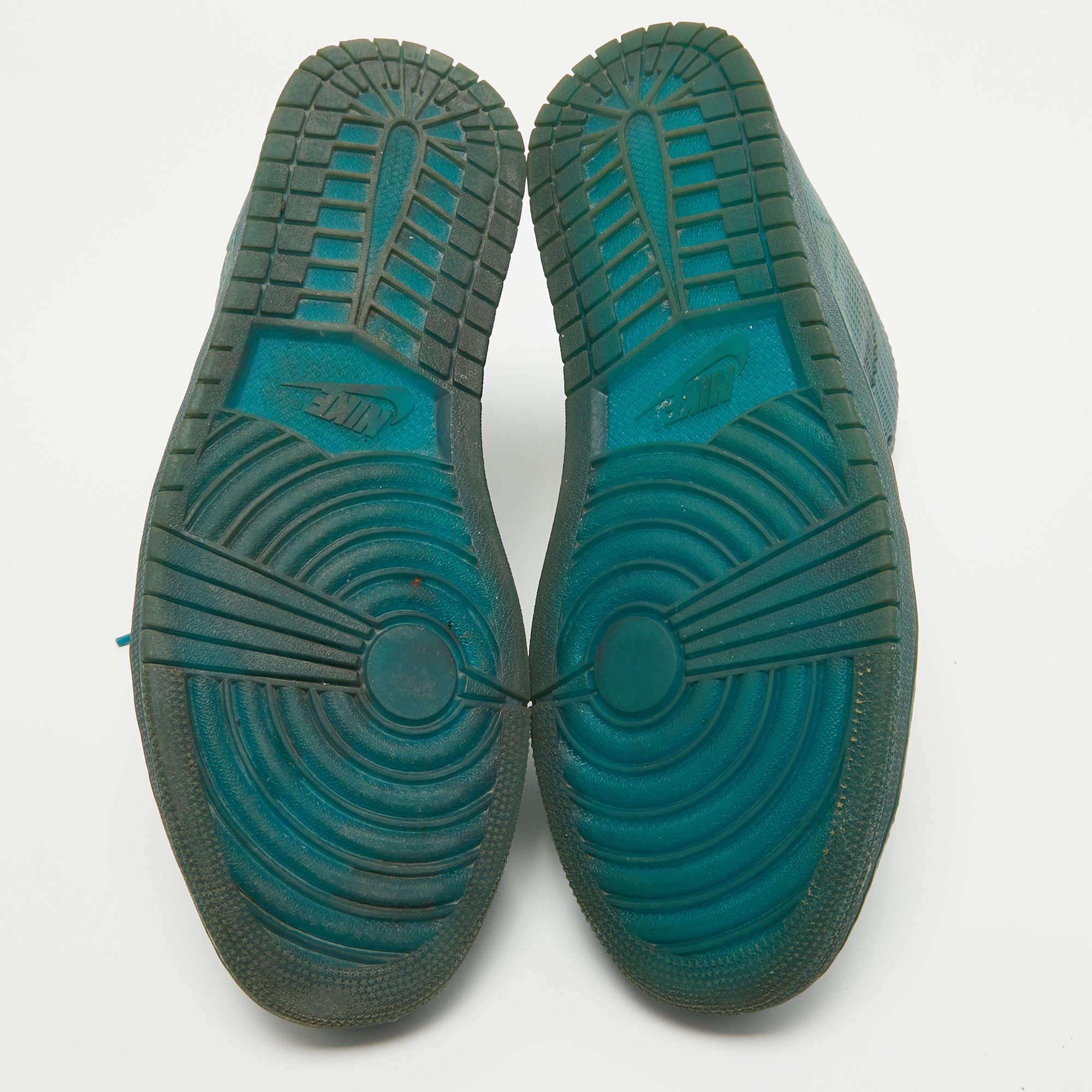 Air Jordans Jordan 1 Retro 4Lab1 Baskets bleu sarcelle tropicale en caoutchouc vert, taille 47,5 en vente 1