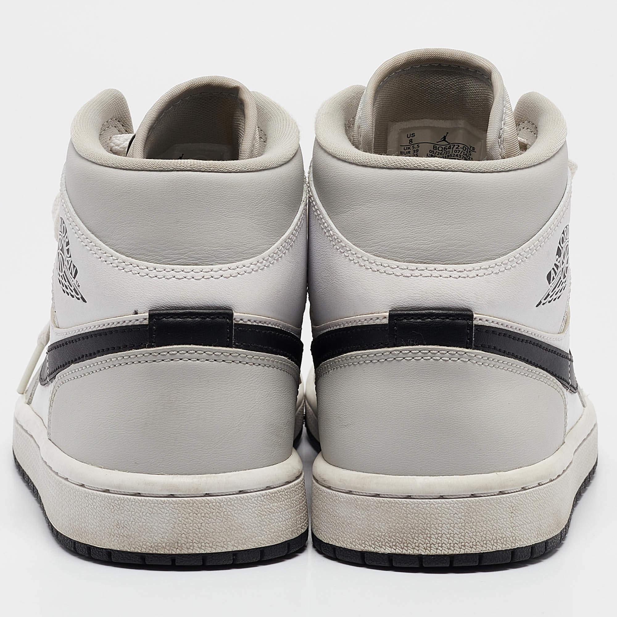 Women's Air Jordans Grey Leather Air Jordan 1 High Top Sneakers Size 39