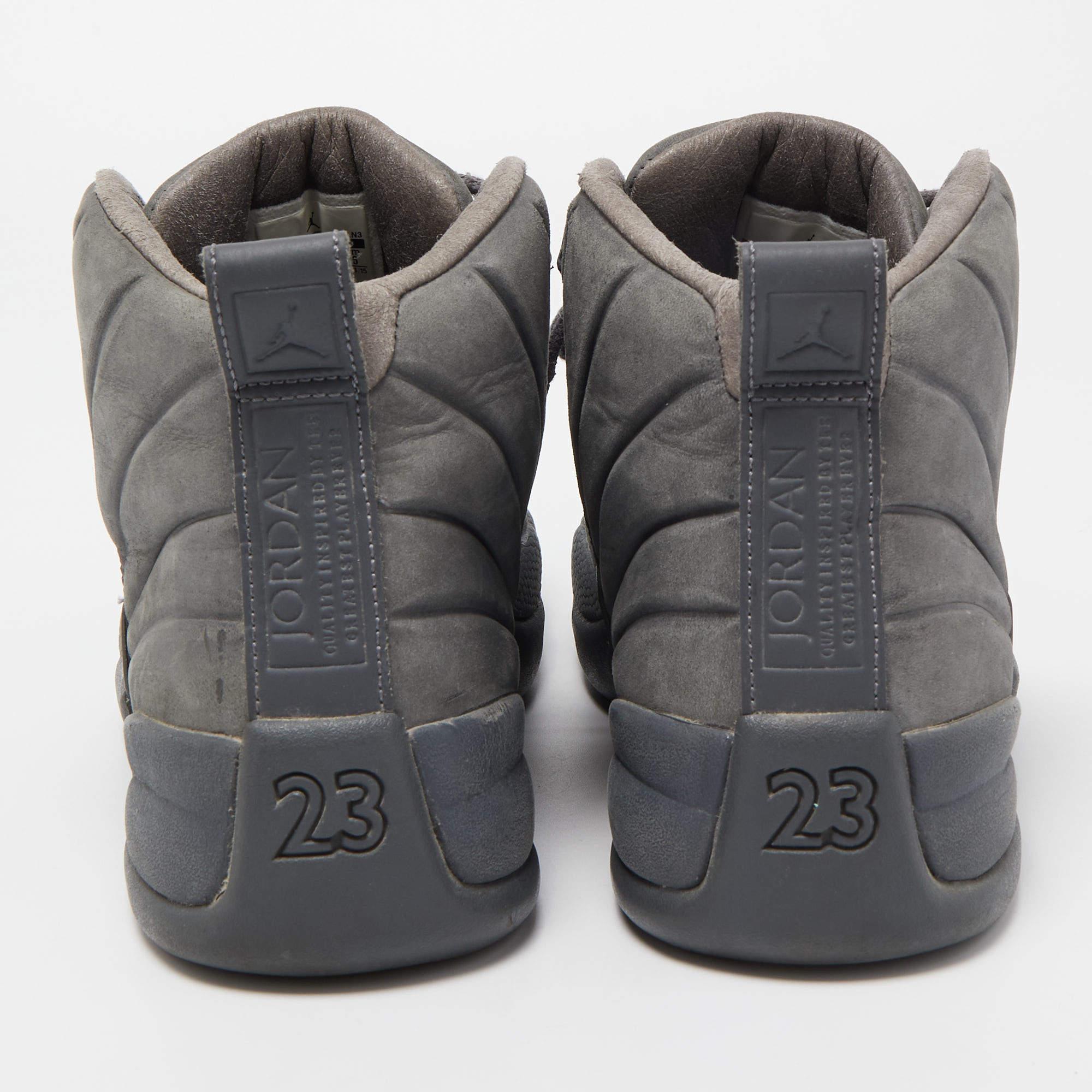 Men's Air Jordans Grey Nubuck Leather High Top Sneakers Size 41 For Sale