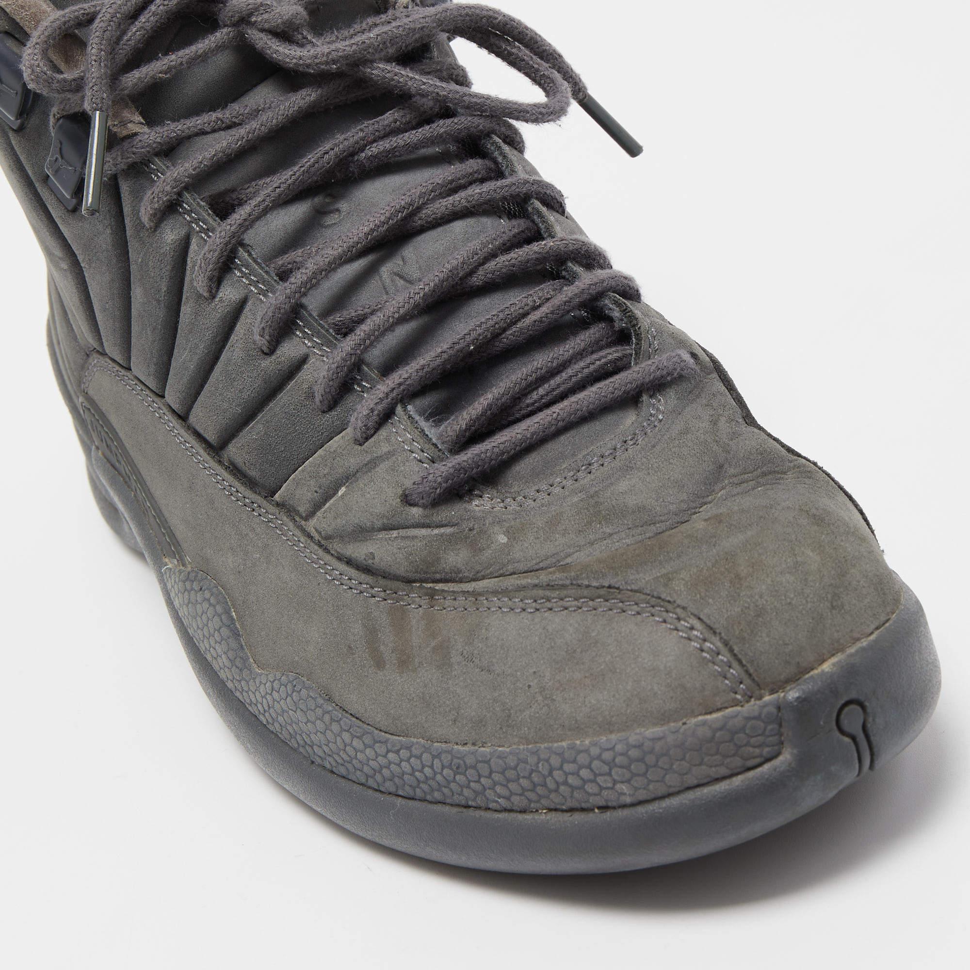 Air Jordans Grey Nubuck Leather High Top Sneakers Size 41 For Sale 2