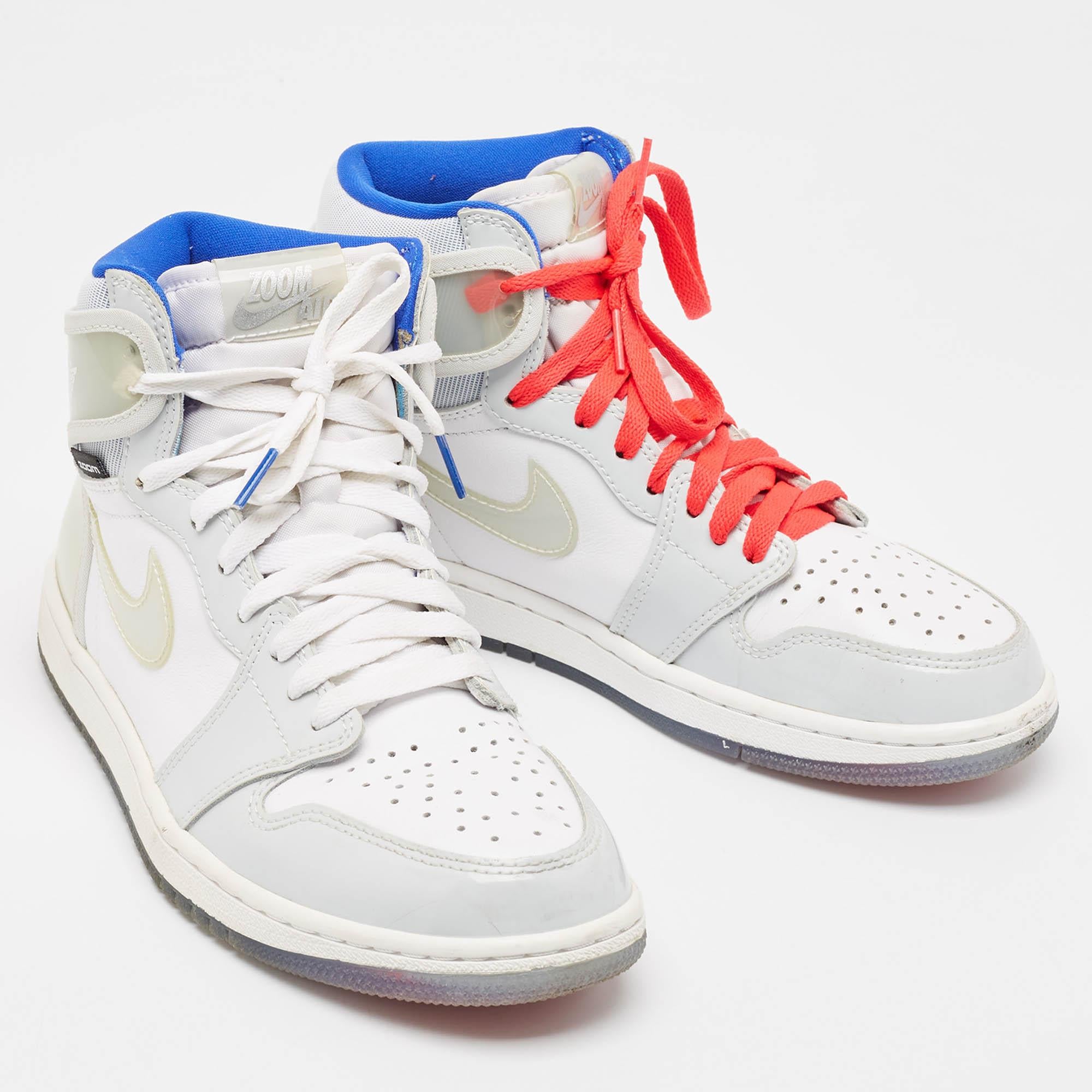 Air Jordans Pelle Jordan 1 Retro High Zoom White Racer Blue Scarpe da ginnastica Taglia 41 In condizioni discrete in vendita a Dubai, Al Qouz 2