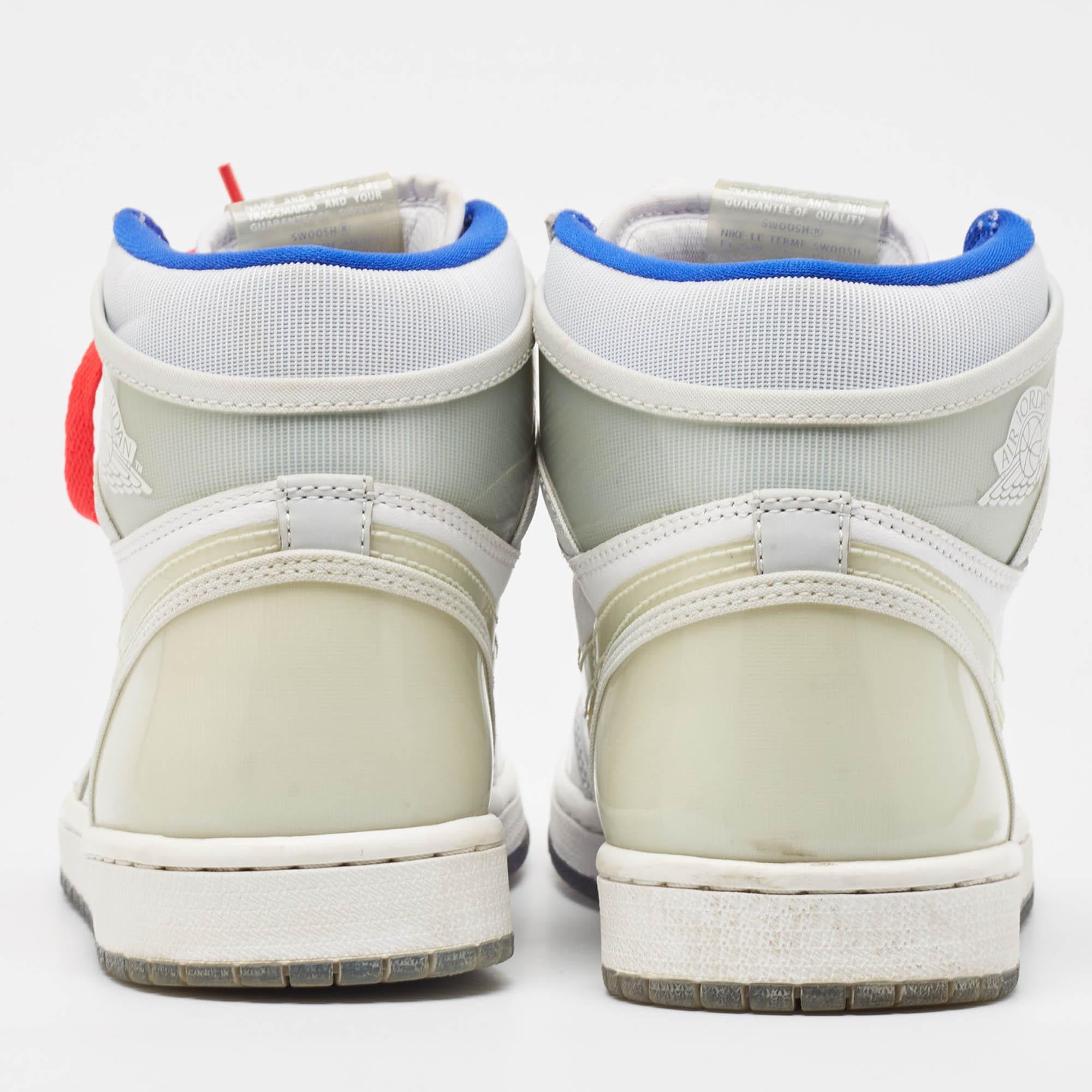 Uomo Air Jordans Pelle Jordan 1 Retro High Zoom White Racer Blue Scarpe da ginnastica Taglia 41 in vendita