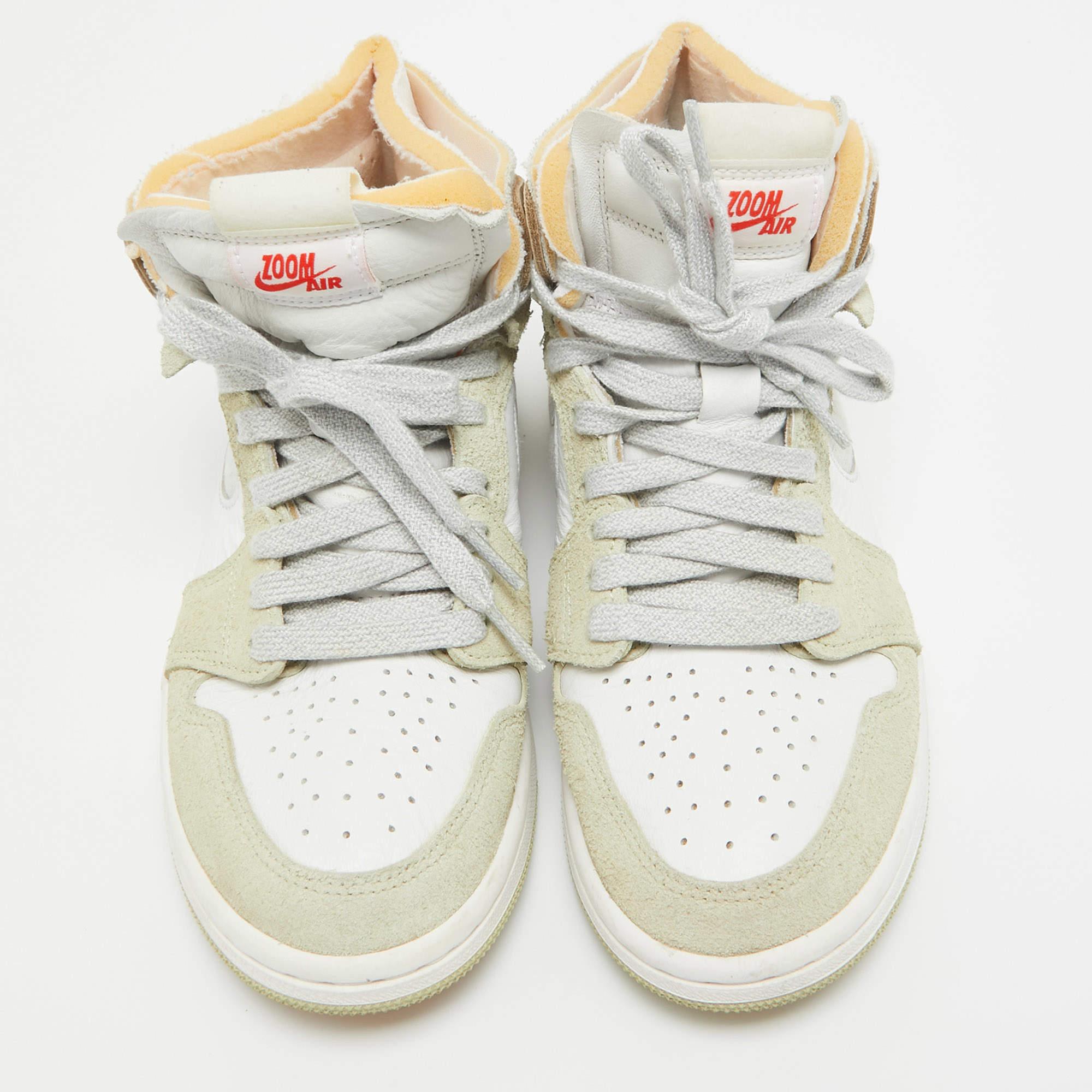 Air Jordans Multicolor Leder Jordan 1 High Zoom Air CMFT Aura Turnschuhe aus Leder Größe 36 (Beige) im Angebot