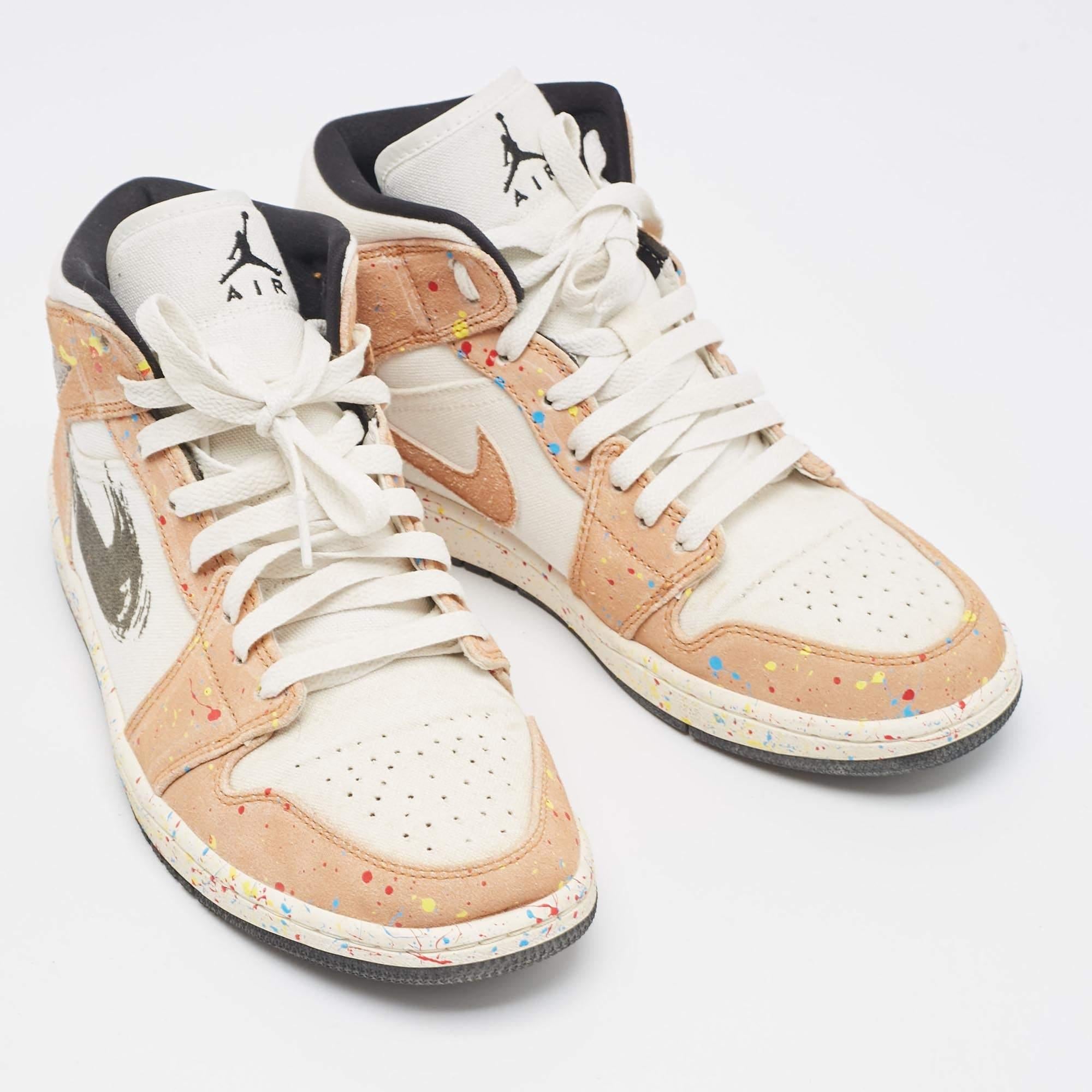 Air Jordans Baskets Jordan 1 mi-siècle « Brushstroke » en toile de daim multicolore taille 42 État moyen à Dubai, Al Qouz 2