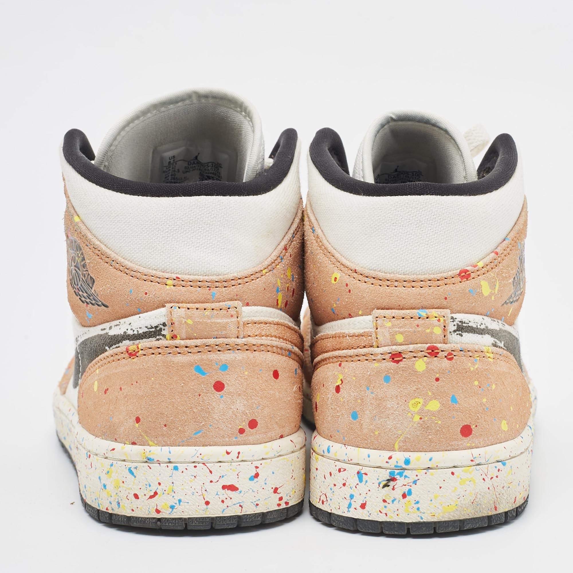 Air Jordans Baskets Jordan 1 mi-siècle « Brushstroke » en toile de daim multicolore taille 42 Pour hommes 