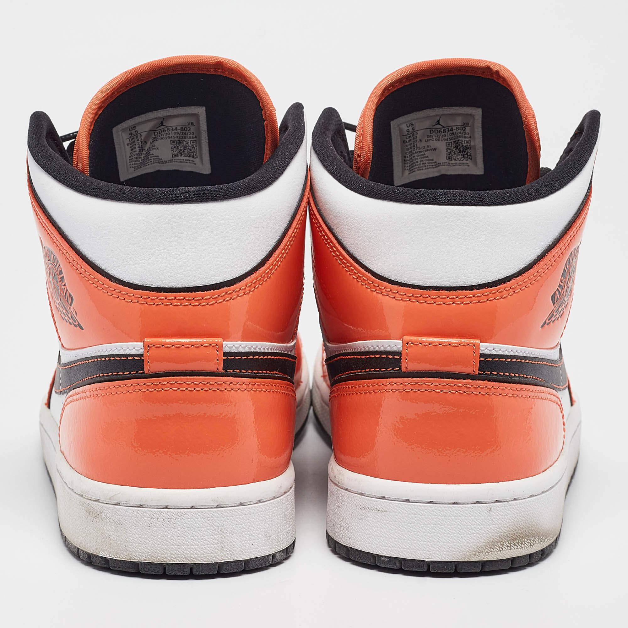 Uomo Air Jordans Patent Leather Jordan 1 Mid SE Turf Orange Sneakers Taglia 43 in vendita