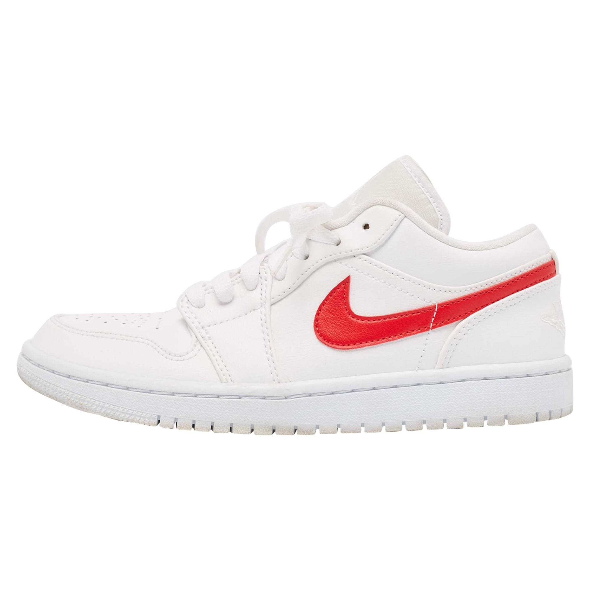 Air Jordans Weiß/Rote Air Jordans-Turnschuhe aus weißem/rotem Leder Air Jordan 1 Weiß-Rote Größe 37,5