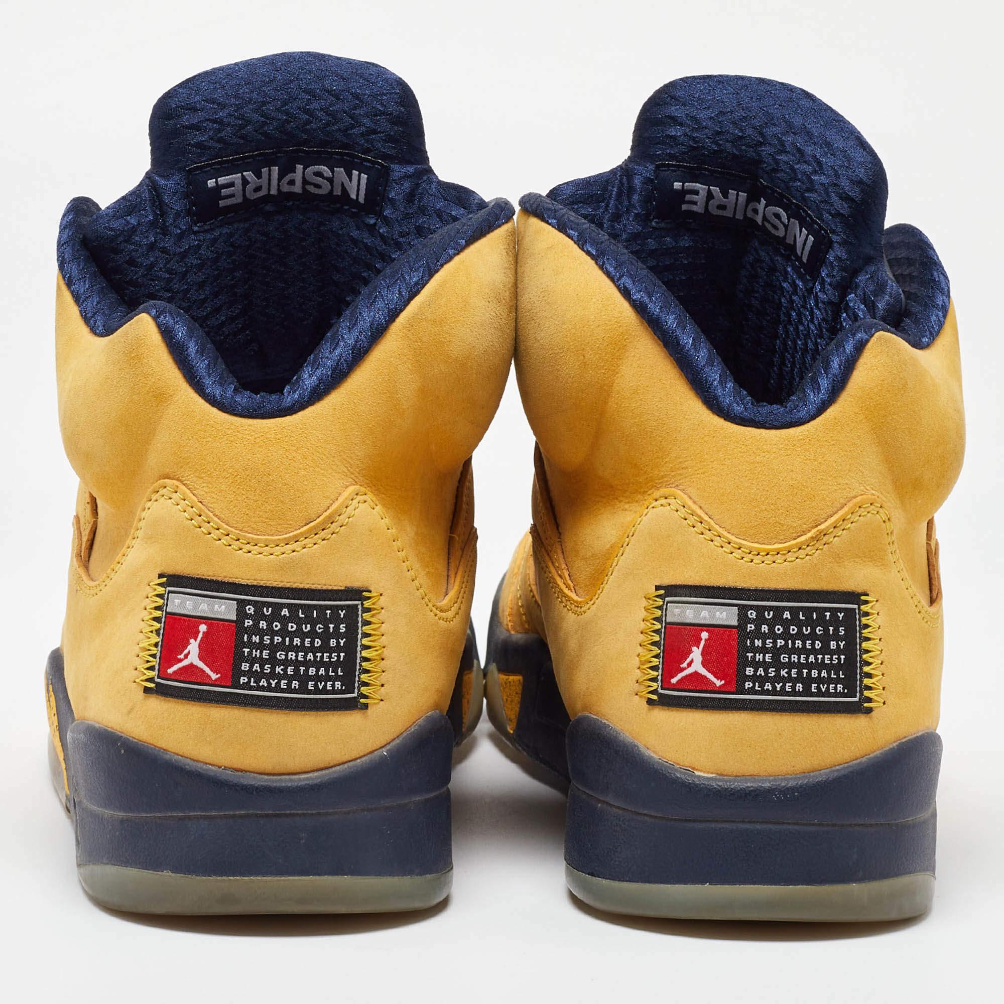 Air Jordans Yellow Nubuck Leather Jordan 5 Retro Michigan Sneakers Size 45.5 For Sale 1