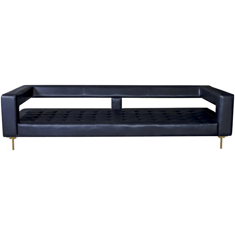 Air Leather Tufted Sofa With Brass Legs By Atra For At 1stdibs Air Leather Tufted Sofa With Brass Legs By Atra For