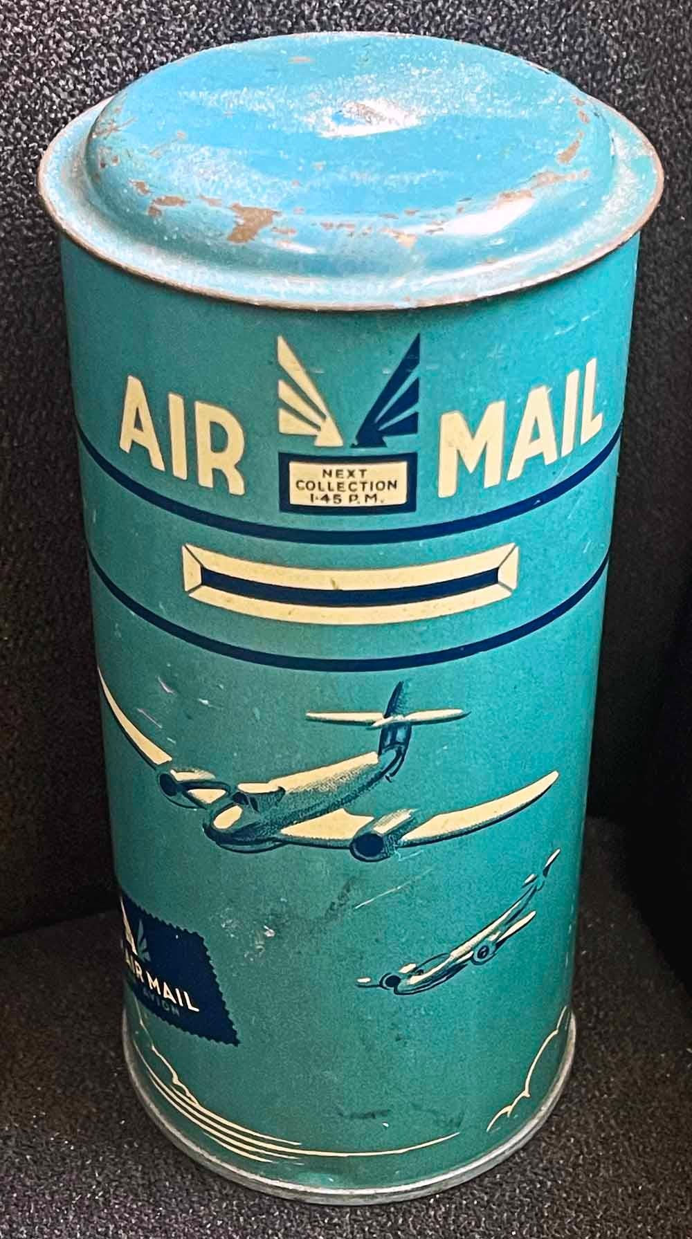 This extremely rare example of World War II-era Art Deco/Moderne design, produced by the Chad Valley Company in England, served as a coin bank, with a slot on one side to accept coins by young men and women motivated to save their pennies.  The