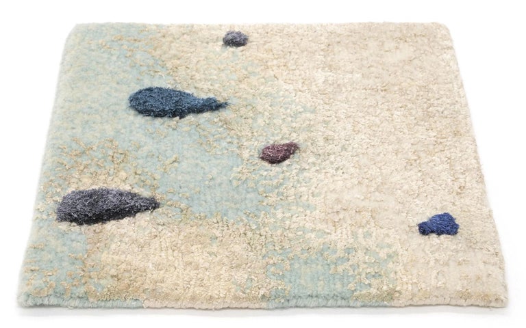 Air - Modern Colorful Hand Knotted Wool Silk Rug In New Condition For Sale In Lewes, DE