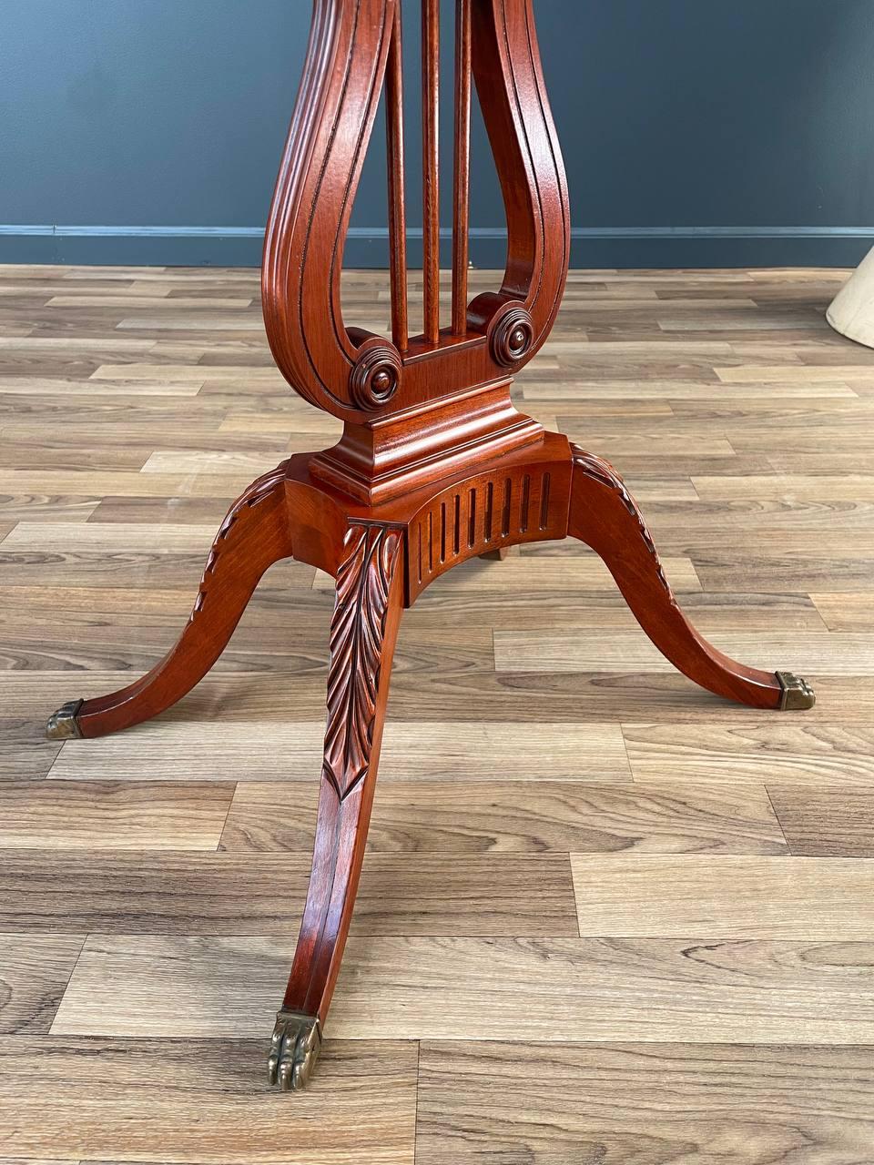 Pair of Antique Mahogany Neoclassical Side Tables With Lyre Bases For Sale 2