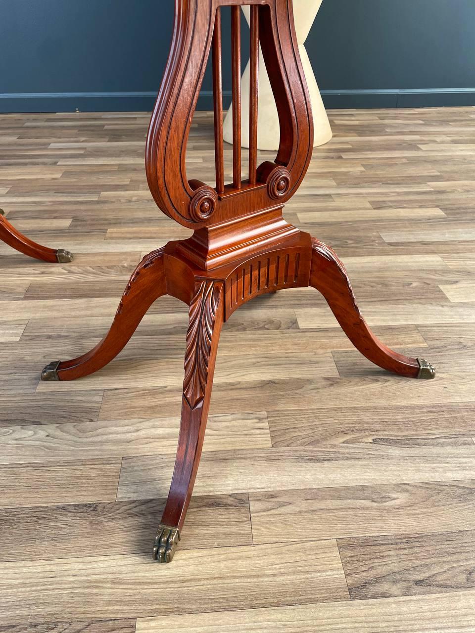 Pair of Antique Mahogany Neoclassical Side Tables With Lyre Bases For Sale 3