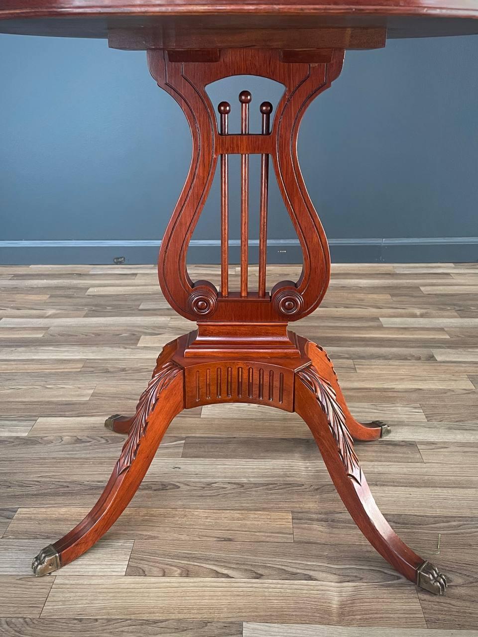 Pair of Antique Mahogany Neoclassical Side Tables With Lyre Bases For Sale 4