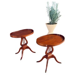 Pair of Antique Mahogany Neoclassical Side Tables With Lyre Bases