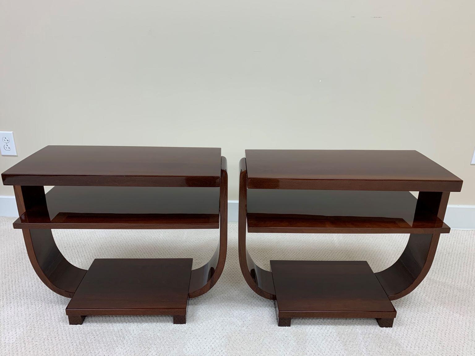 American  Art Deco Machine Age End Tables by Modernage Furniture Company Circa 1930's