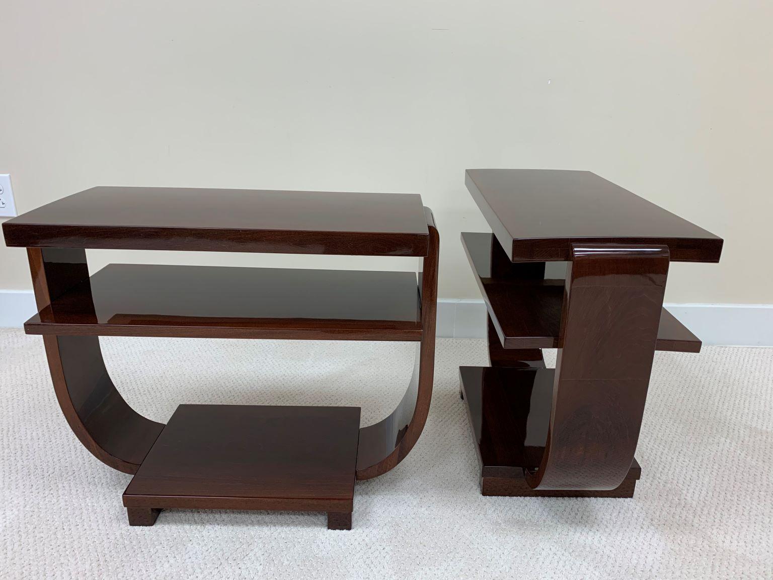 Stained  Art Deco Machine Age End Tables by Modernage Furniture Company Circa 1930's