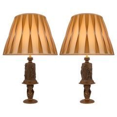 air Of French 19th Century Grand Tour Period Bronze Lamps, Signed Barbedienne