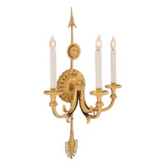 Pair of French 19th Century Neo-Classical St. Ormolu Three Arm Sconces
