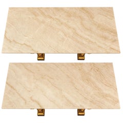 Air of Italian 19th Century Louis XVI St. Walnut, Giltwood, and Marble Consoles