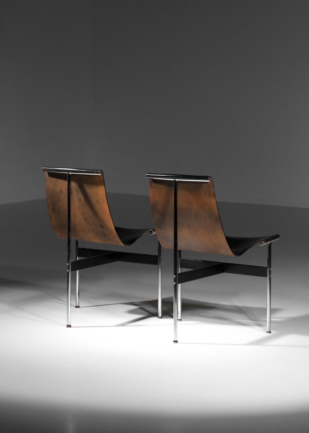 air of William Katavolos chairs for ICF Milano in black leather and chrome For Sale 5