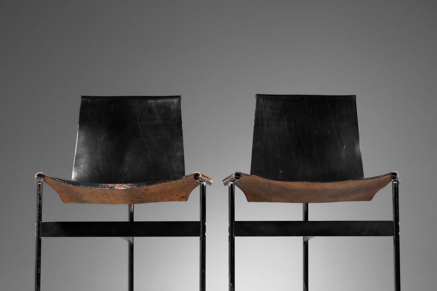 air of William Katavolos chairs for ICF Milano in black leather and chrome For Sale 10