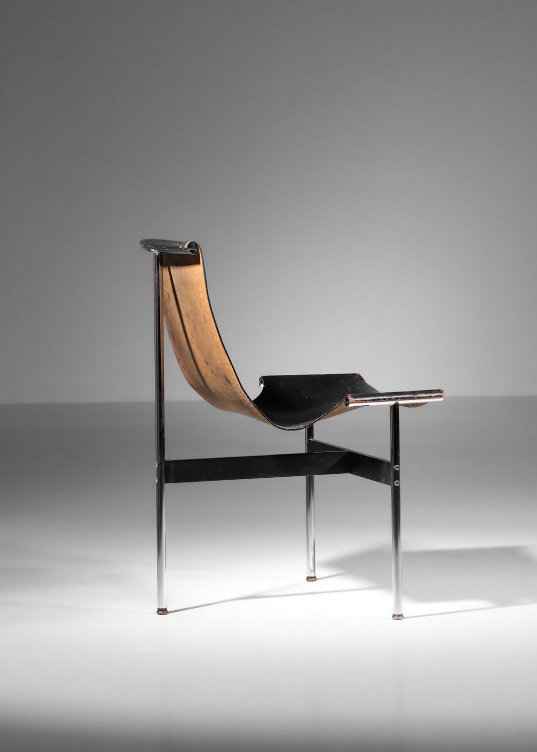 air of William Katavolos chairs for ICF Milano in black leather and chrome For Sale 1