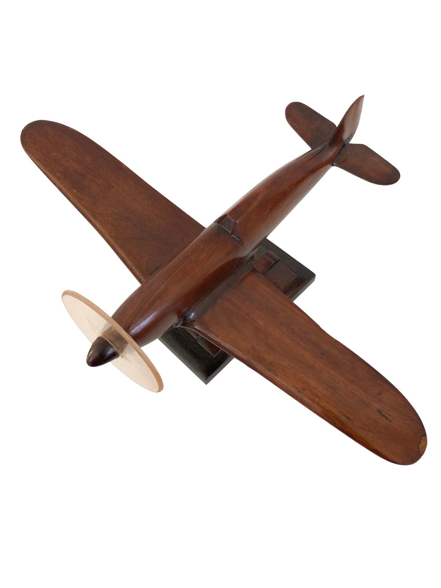 1930s French Art Deco Wooden Air Plane Desk Model  4