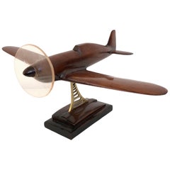 1930s French Art Deco Wooden Air Plane Desk Model 