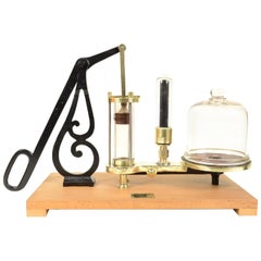 1900s Antique Air Pump Type Fleuss Glass and Wood Physic Scientific Instrument