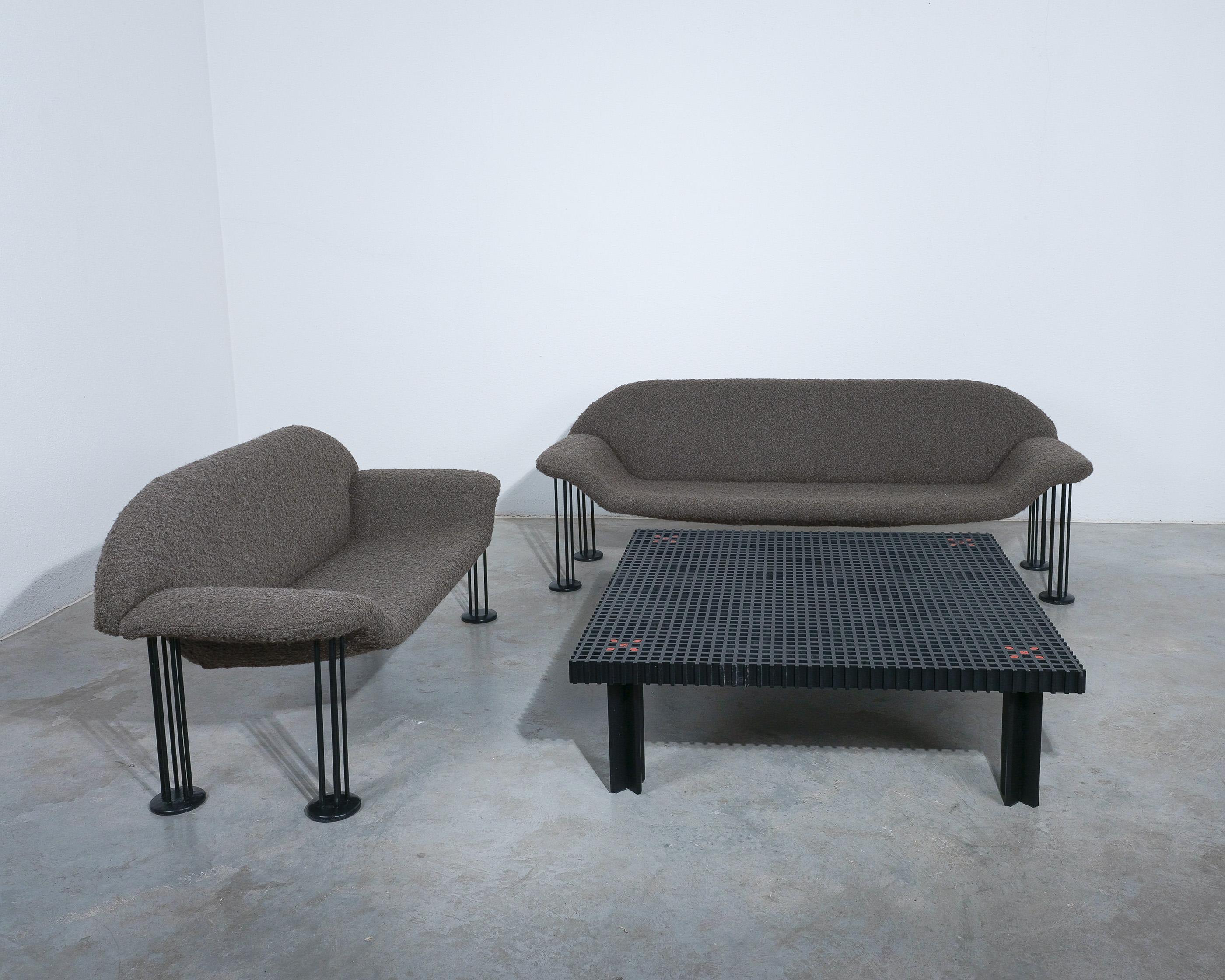 Canapé Air Burkhard Vogtherr nouvellement tapissé Teddy Brown Bouclé, années 1980 en vente 4