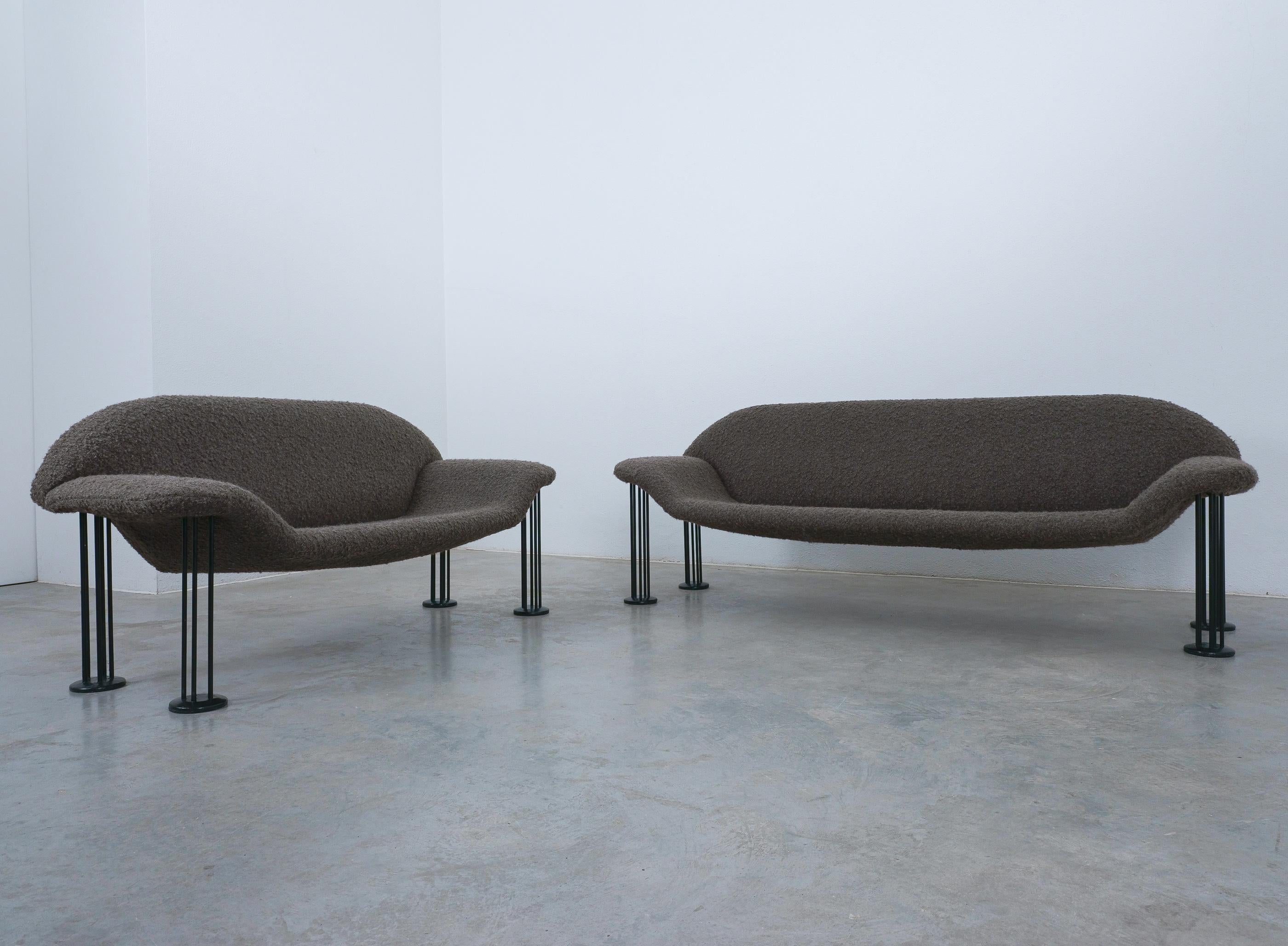 Canapé Air Burkhard Vogtherr nouvellement tapissé Teddy Brown Bouclé, années 1980 en vente 2