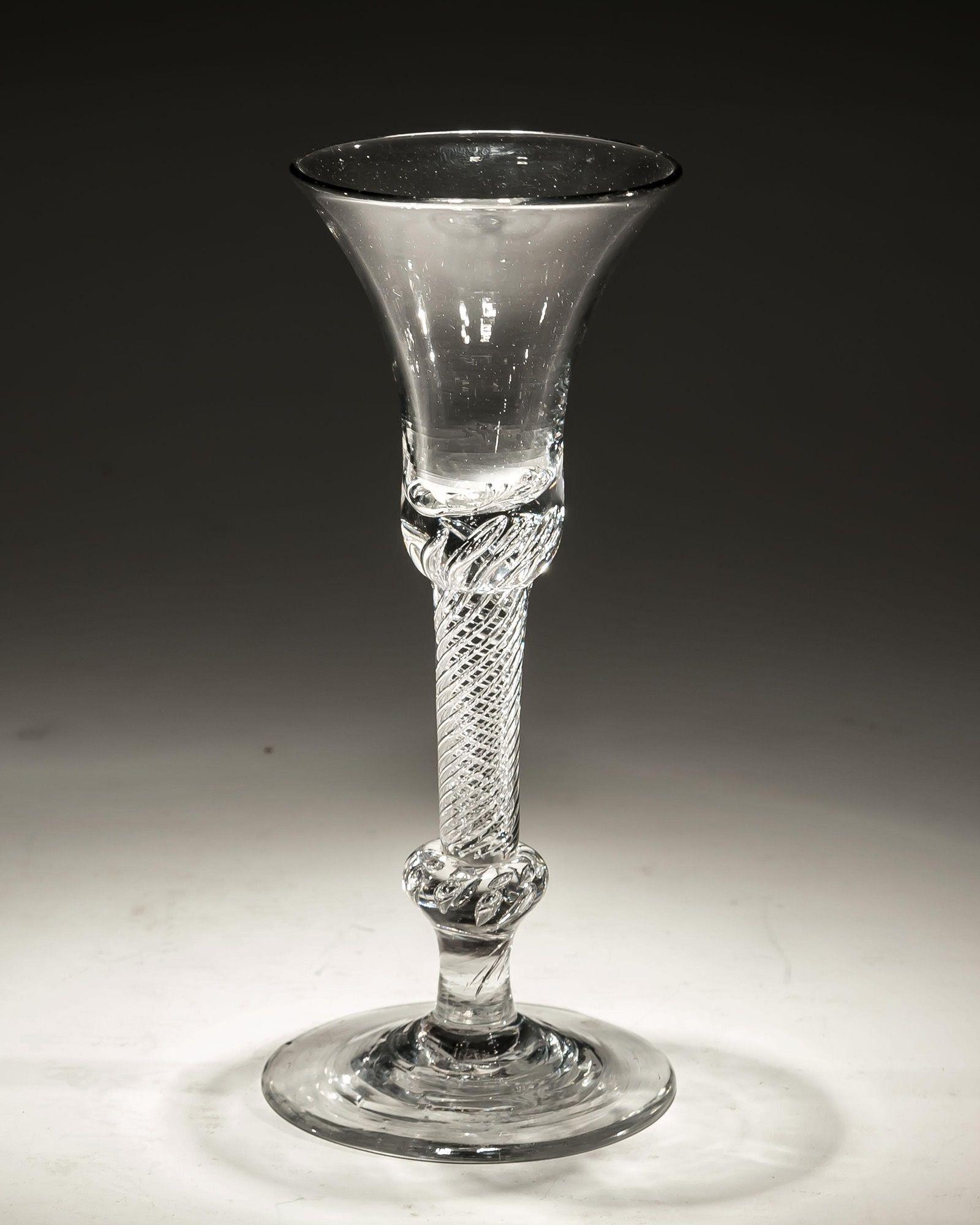 18th Century Air Twist Composite Stem Wine Glass For Sale