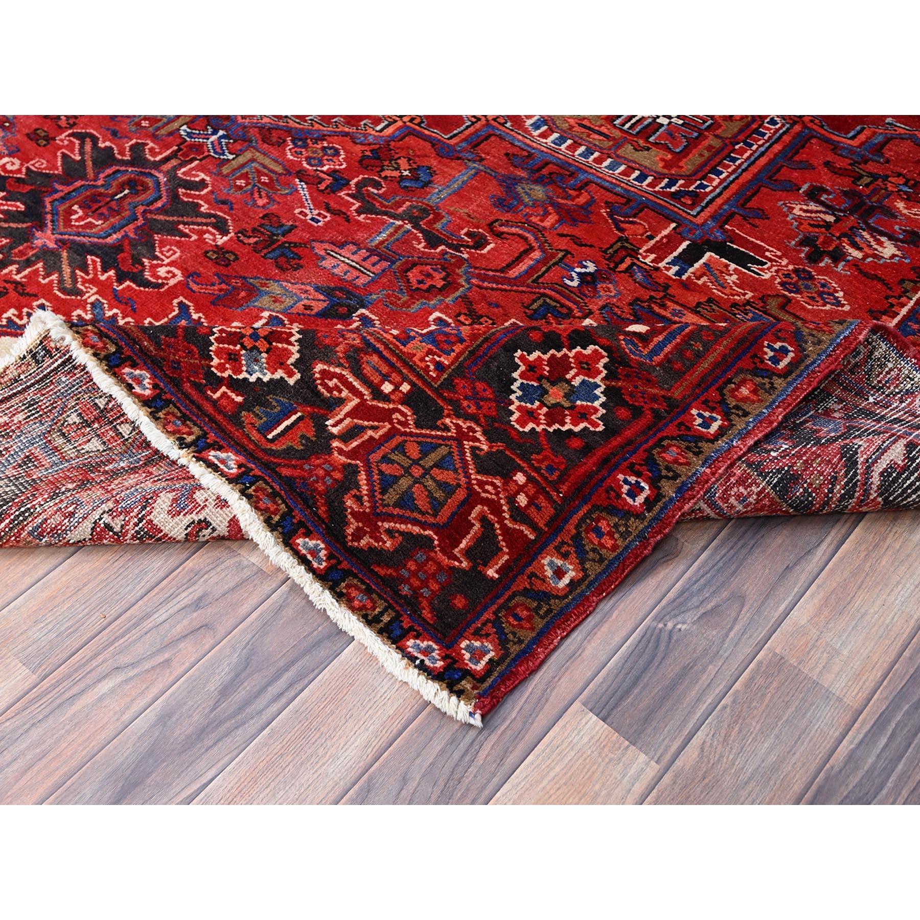 Airbnb Red Vintage Persian Heriz Cleaned Abrash Sides and Ends Hand Knotted Rug For Sale 1