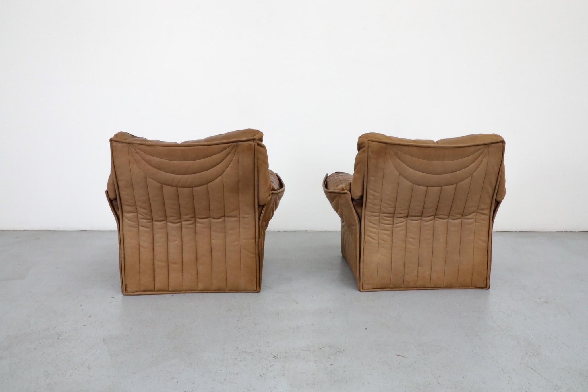 Late 20th Century Airborne International Lounge Chairs in Natural Leather For Sale