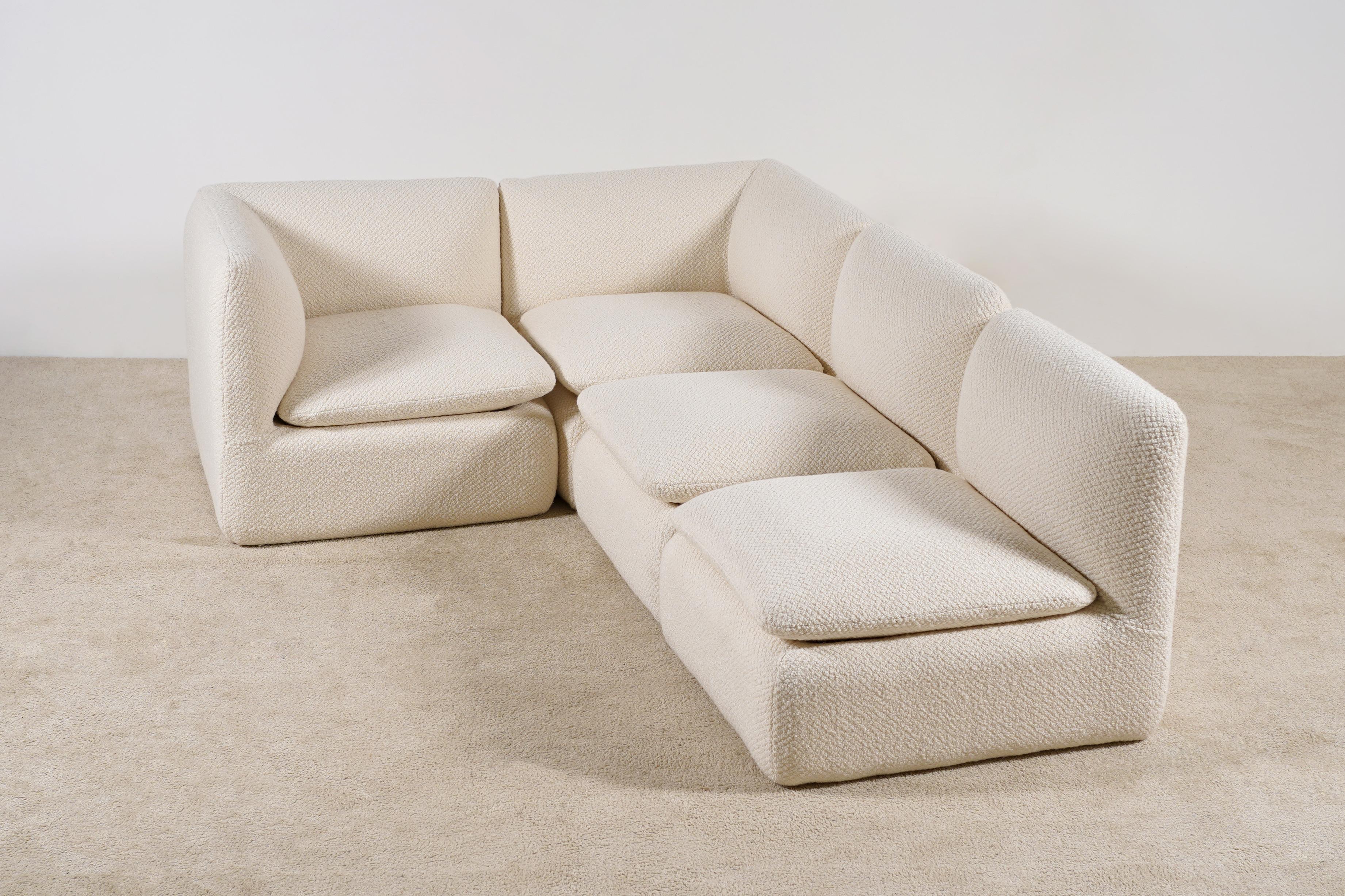 Mid-Century Modern Airborne, Sectional Sofa Composed of 4 Modular Lounge Chairs, France, 1970s