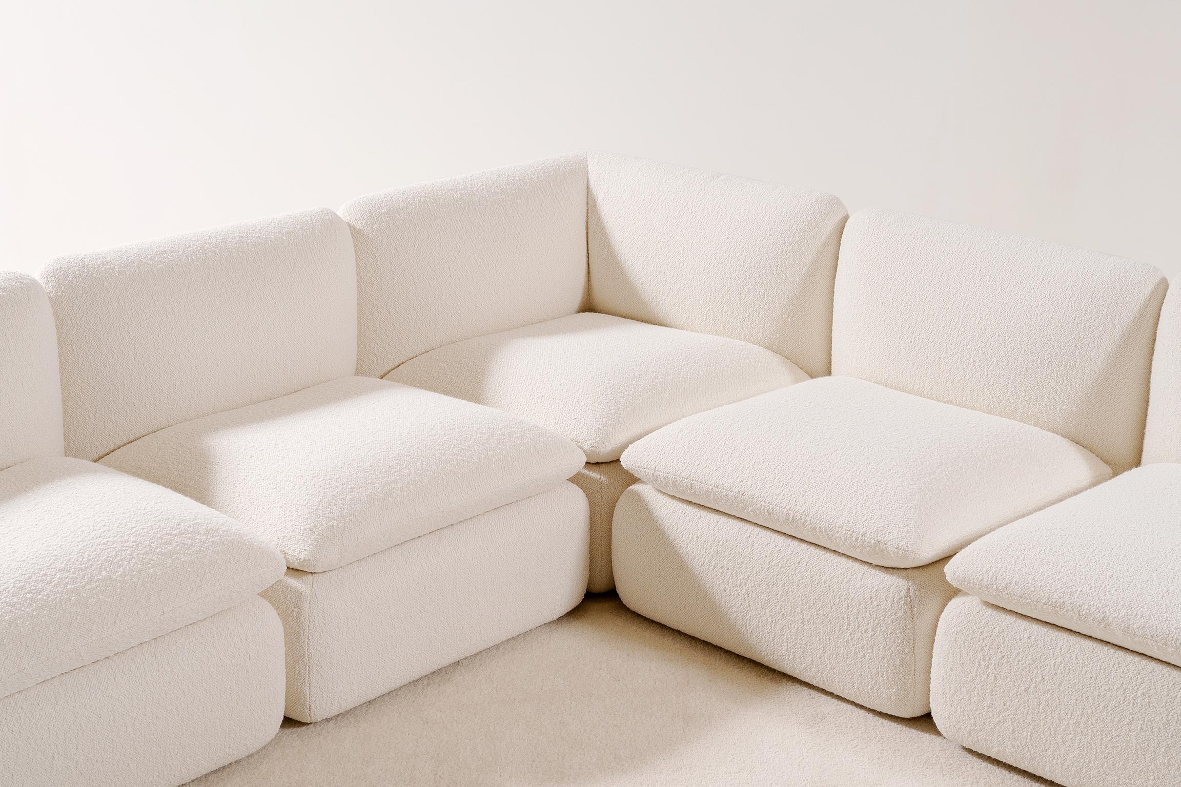 Airborne, Sectional Sofa Composed of 5 Modular Lounge Chairs, France, 1970s 3
