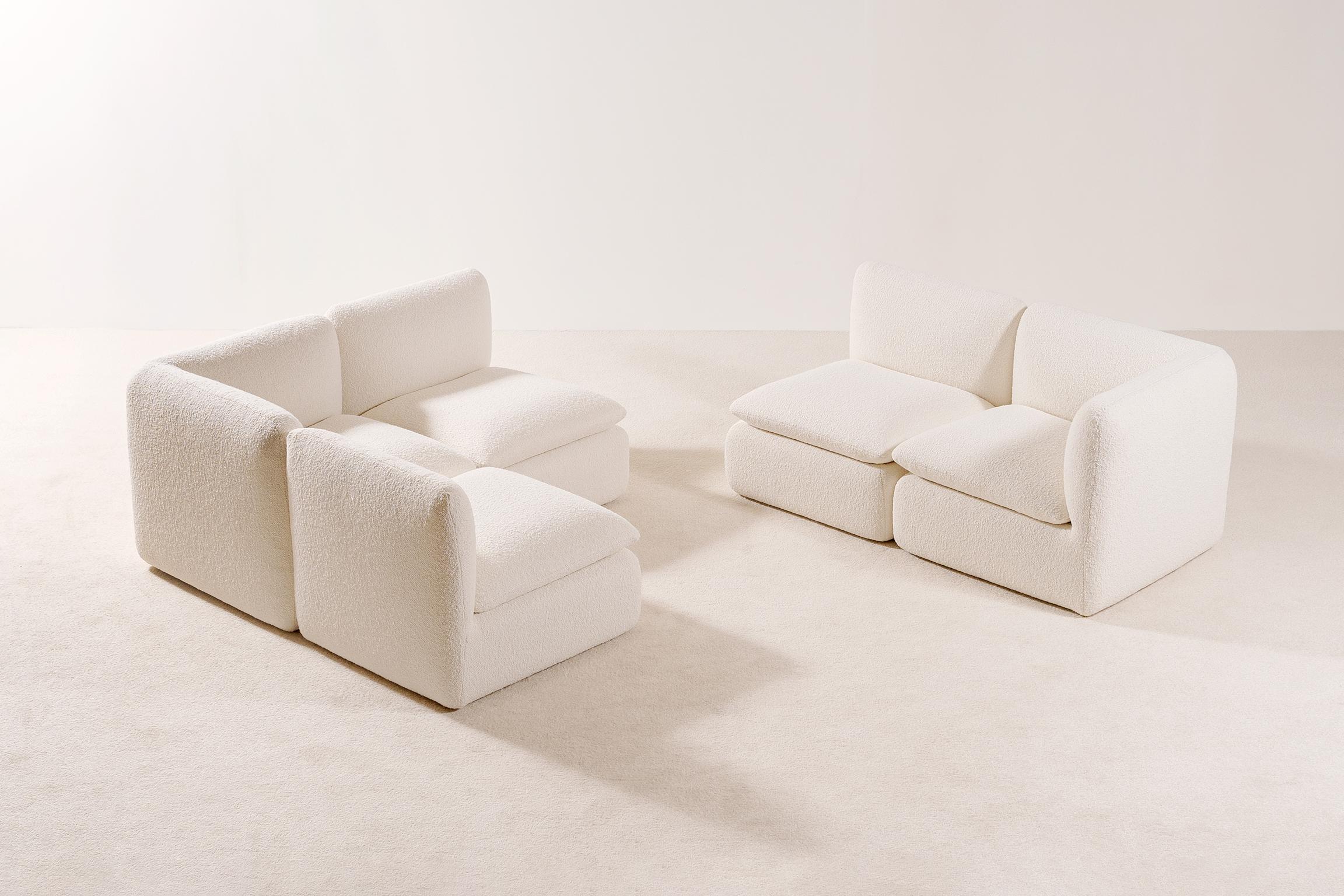 Airborne, Sectional Sofa Composed of 5 Modular Lounge Chairs, France, 1970s 4