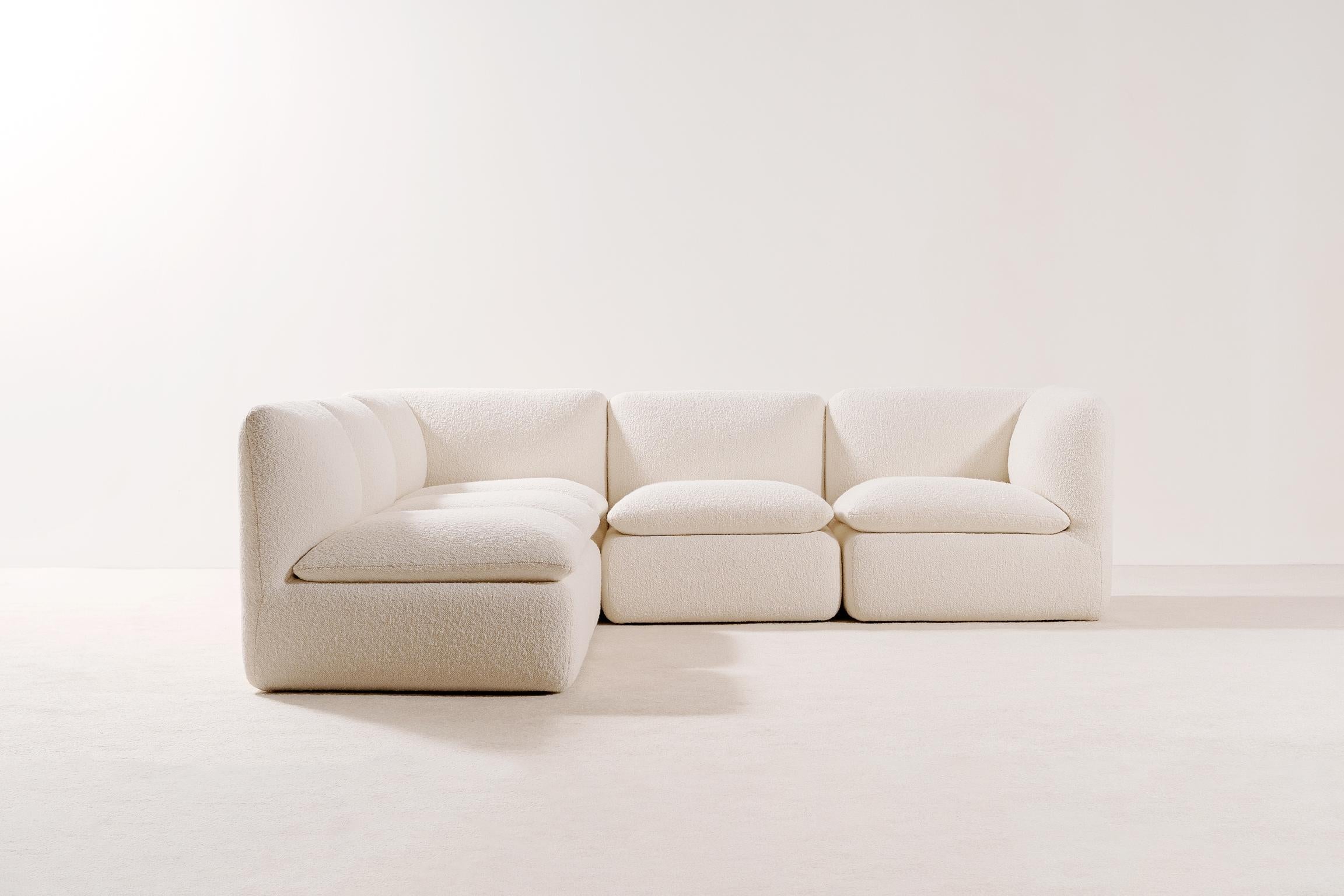 French Airborne, Sectional Sofa Composed of 5 Modular Lounge Chairs, France, 1970s
