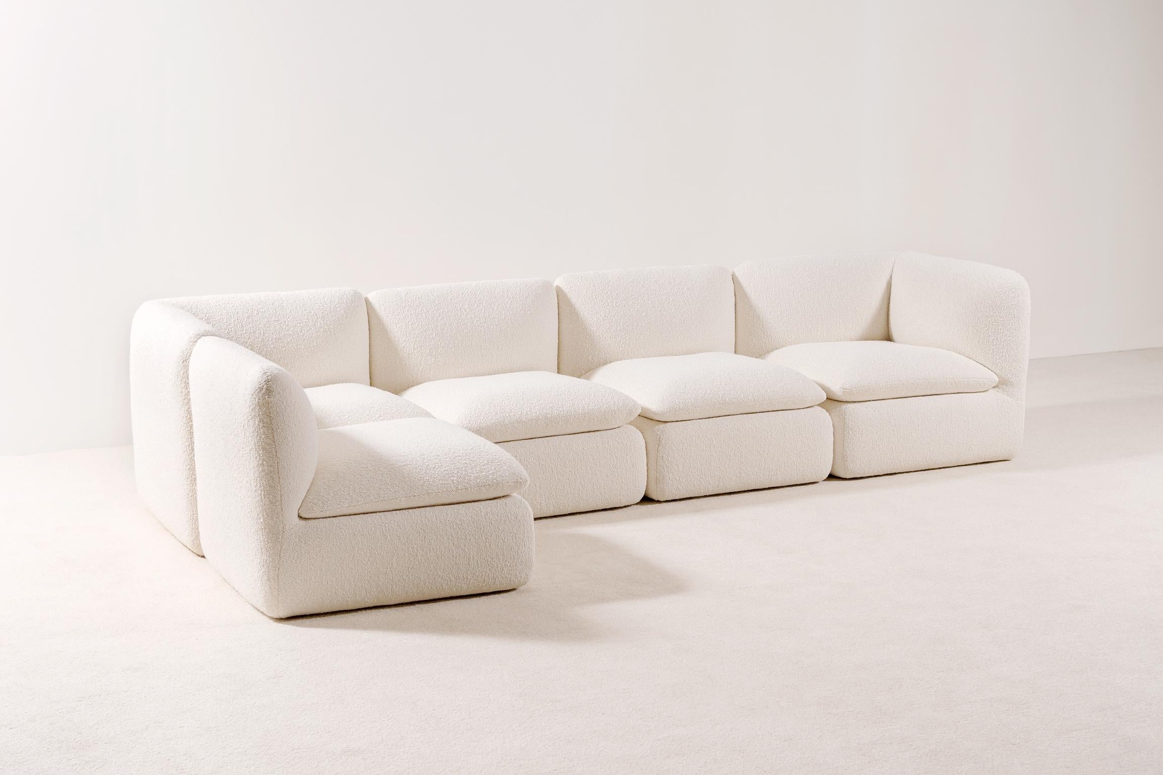 Late 20th Century Airborne, Sectional Sofa Composed of 5 Modular Lounge Chairs, France, 1970s