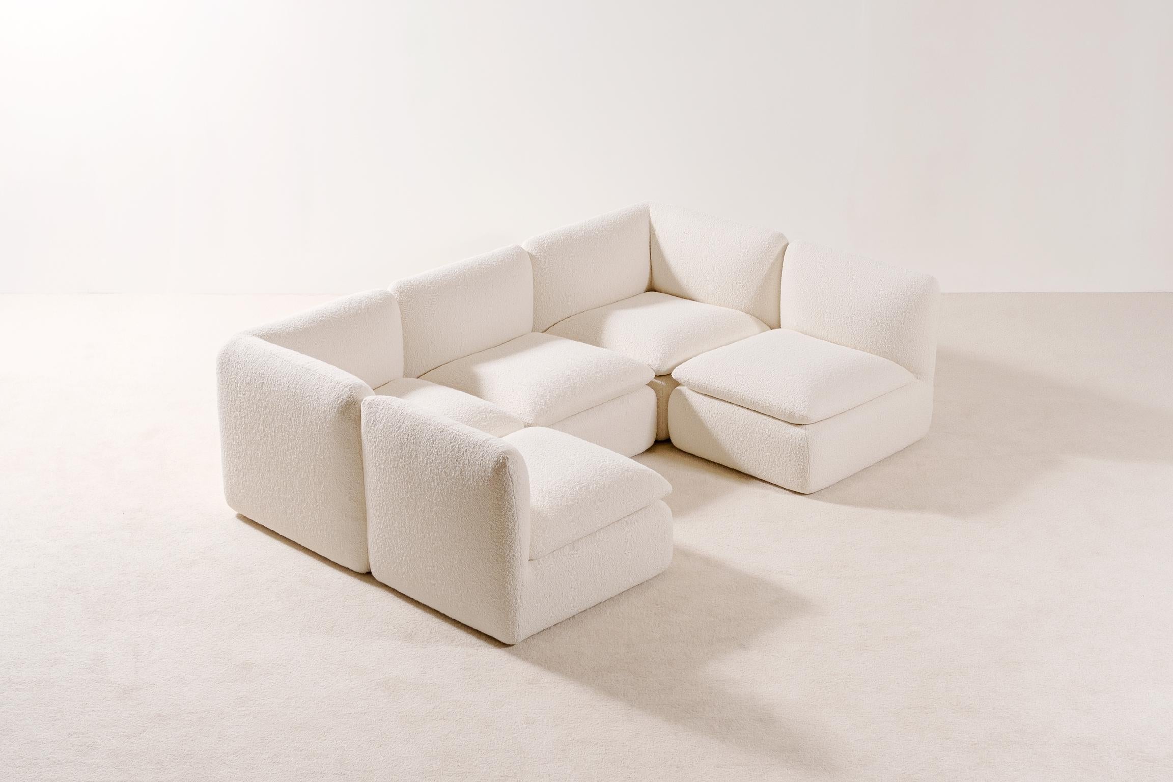Airborne, Sectional Sofa Composed of 5 Modular Lounge Chairs, France, 1970s 1